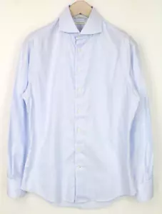SUITSUPPLY Men Shirt 39/15 1/2 Extra Slim Blue Pure Cotton Striped Classic - Picture 1 of 7