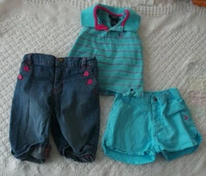 US Polo Assn. Chaps 5 Girls Outfit Jean Capri Pants Shorts Top play summer denim - Picture 1 of 5