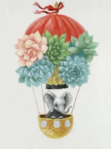 Elephant in Hot Balloon Canvas Print Art Painting Wall Home Decor Gift 30x40cm - Picture 1 of 1