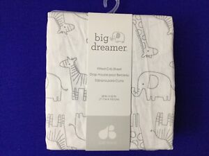 NEW Just Born Big Creamer Animal Print White Fitted Crib Sheet 28 X 52 in (E11)