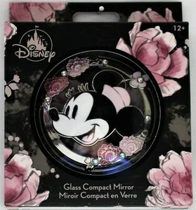 Minnie Mouse Espejo Compacto Rosa Flor Floral Estrás Acento Disney NUEVO - Imagen 1 de 5