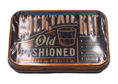 New Mini Tin COCKTAIL KIT Old Fashioned 4-Pcs: Recipe / Sugar / Bitters / Spoon - Image 1 of 2