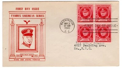 #880 John Philip Sousa Composer Famous American 1940 FDC - 1st Hobby House - Image 1 of 2
