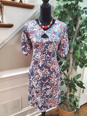 Vestido para mujer New Directions azul poliéster cuello en V media manga hasta la rodilla PXL Foto 1 de 4