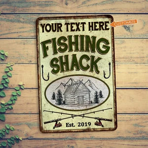Custom Fishing Sign Shack Man Cave Lake House Decor Gift For Dad 108122002075 - Picture 1 of 7