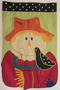 Vogelscheuche & Krähe, grün, Herbst, Herbst, Tupfen, Applikation Gartenfahne - Bild 1 von 4
