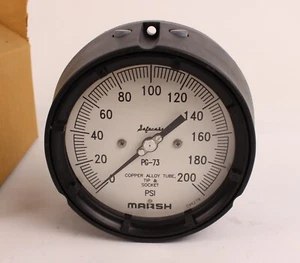 Marsh Instrument P254 Manometer 4,5" 1/4" NPT 0/200 PSI Open Box - Bild 1 von 11