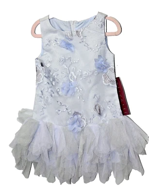 Nuevo Vestido Biscotti Niñas Bebé Azul Brillante TuTu Floral Bordado 3T Vacaciones Foto 1 de 4