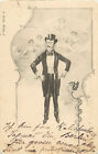 A. Sockl art nouveau 1900 homme caricature serpent femme pas d'argent poches allégorie