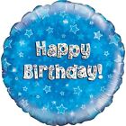 Oaktree 18 Inch Happy Birthday Blue Holographic Balloon Sg4198