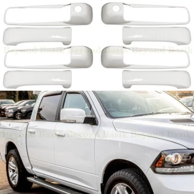 For 2009-2018 Dodge Ram 4 Door Handle COVERS W/2 Keyholes PW7 BRIGHT WHITE — 第 1/4 张图片