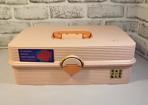 90s Caboodles Gemstone Jewelry Organizer Carrying Case #2410 Peach/Pink - Picture 1 of 19