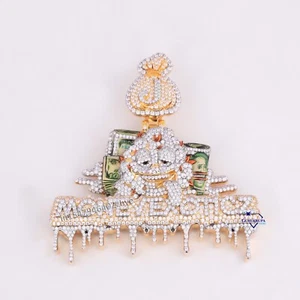 Cartoon Design Hip Hop Pendant In 925 Sterling Silver Yellow Gold Color - Picture 1 of 6