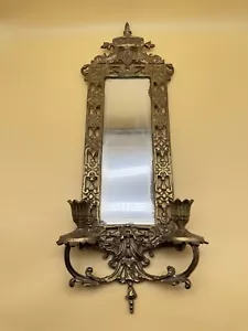 B&H BRADLEY & HUBBARD Victorian Dauphin Mirror Candlesticks Cast Iron Brass - Picture 1 of 12