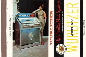 Wurlitzer Jukebox Model 2600 Original Vintage Advertising Match Cover - Picture 1 of 2