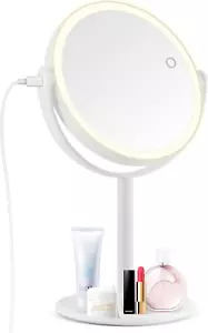 Lighted Magnifying Mirror 20X Makeup Lights Charging Port on Stand Double Sided - Picture 1 of 1