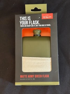 Stainless Steel With Matte Army Green Flask 6 Ounce By Foster & Rye - Image 1 of 3