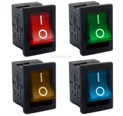 Beleuchteter Wippschalter, Wippenschalter 12V EIN Schalter KFZ 4 Farben #20x