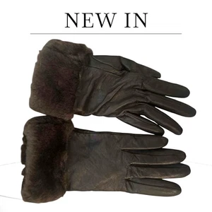 UGG Damen Leder Echt Lammfell Besatz Tech Braun Autofahrer Handschuhe Größe S EUC - Bild 1 von 6