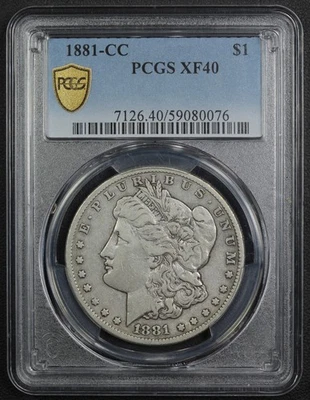1881 CC Carson City Morgan Silver Dollar $1 PCGS XF 40 - Image 1 of 4