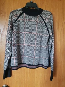 Lysse New York Herringbone Pullover Sweater Schwarz Creme Burnt Orange Damen Med - Bild 1 von 7