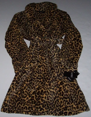 NWT Lauren Ralph Lauren LEOPARD PLUSH Fleece 36" Robe LOGO Women's M SO SOFT - Image 1 of 4