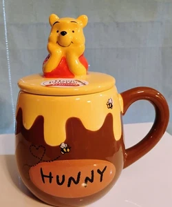 Disney Winnie The Pooh Hunny Pot Ceramic Mug 20 Oz. 6 1/2"With Lid  Collector - Picture 1 of 7