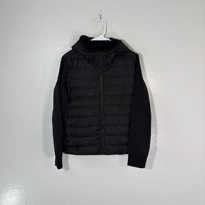 Chaqueta Theory Mujer Mediana Puffer Combo Tejido Tecnología Con Capucha Cremallera Completa Ligera Foto 1 de 4