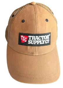 TRACTOR SUPPLY CO. ADJUSTABLE MESH-BACK BROWN DENIM BASEBALL STYLE HAT CAP - Picture 1 of 5