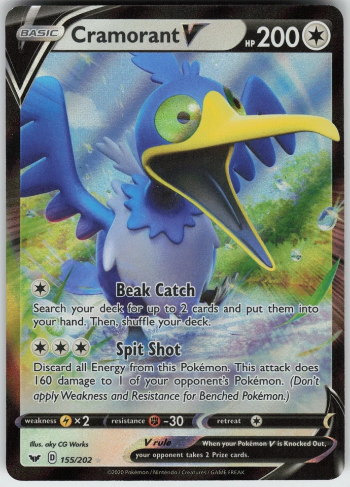 UR-01 Holo Cramorant V 155/202 Ultra Rare SWSH01: Sword & Shield Base Set - Image 1 of 1