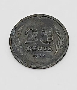 Moneda Holanda 25 centavos 1941 KM# 174 ~ Circulada - Imagen 1 de 2