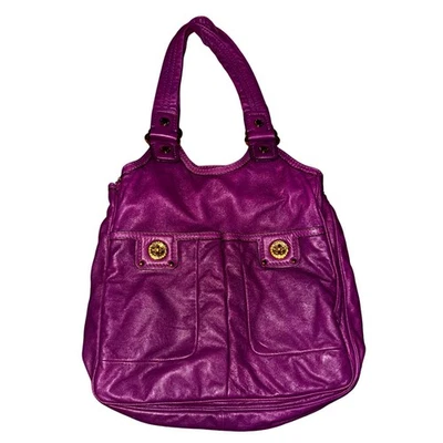 Marc Jacobs Purple Leather Shoulder Bag Luxury Retro Hippie Boho Groovy Y2K Mod - Image 1 of 4