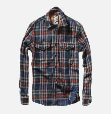 Camisa Relwen Franela Cepillada Azul Naranja A Cuadros Manta Pesada Botón XL $198 Foto 1 de 4