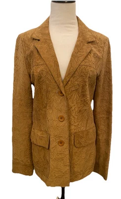 Chaqueta Blazer De Colección John Carlisle Essentials M Gamuza Arrugada Marrón Camel Y2K Retro Foto 1 de 4