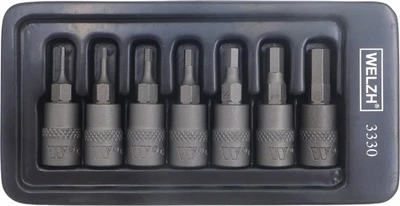 WELZH WERKZEUG Herramienta Welzh 7pc -1/4"Drive Impact Allen Key, Hex Bit Sockets - H1.5-H6 3330
