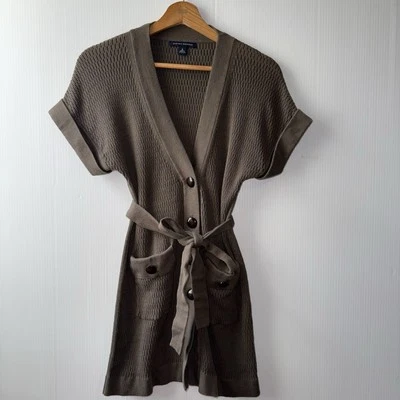 Cárdigan Suéter Banana Republic Verde Oliva Talla S Cinturón Botón Frontal Para Mujer’s Foto 1 de 4