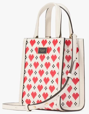Kate Spade Manhattan Pixel Hearts Leather Mini Tote Bag KK570 Purse NWT $258 - Image 1 of 4