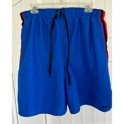 Pantalones Cortos Atléticos Vintage Nike Para Hombre Azul Rayas Rojas Swoosh Cordón Talla XL Foto 1 de 4