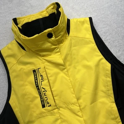 L-RL Lauren Active Front Zip & Snap Lined Vest Woman S Bright Yellow 3 Pockets - Image 1 of 4