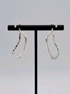 925 Sterling Silver Square Hoop Earrings Minimalist Modern Mexico 5.7g - Bild 1 von 8