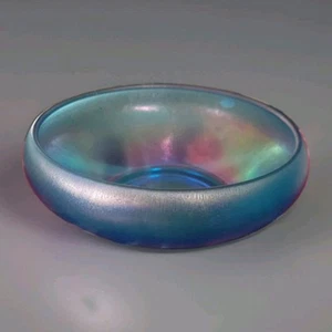 Vintage Fenton Celeste Blue iridescent stretch glass console bowl - Picture 1 of 3