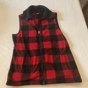 Chaps Buffalo karierte Damen-Fleeceweste – Größe Medium ~ rot schwarz ~ gebraucht, in einwandfreiem Zustand - Bild 1 von 7