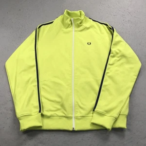 Chaqueta DE COLECCIÓN Fred Perry Para Hombres XL Amarillo Neón Pista Cremallera Completa Diseñador Años 90 - Imagen 1 de 10
