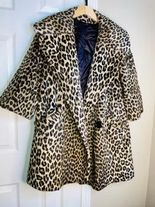 1960s Faux Cheetah Print Cocoon Coat By Dan Millstein Paris Vintage - Picture 1 of 11