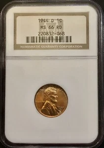 1944 D Lincoln Wheat Cent - MS 66 RD - Picture 1 of 4