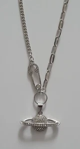 Orb and safety pin silver necklace - Picture 1 of 2