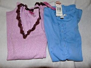 New Hue & Tommy Hilfiger  woman Sleep Pajama Top Small  Blue  & pink   2 tops - Picture 1 of 8