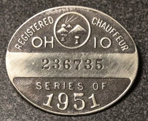1951 Ohio Distintivo autista registrato - Foto 1 di 2