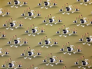 Concord Fabrics COWS & CHICKENS Cotton Sewing Craft Fabric 2 Yards X 44" (H) - Picture 1 of 3