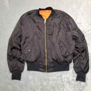 Knox Armory Jacket Mens L Flyers MA-1 Intermediate Black Orange Military Bomber - Picture 1 of 15